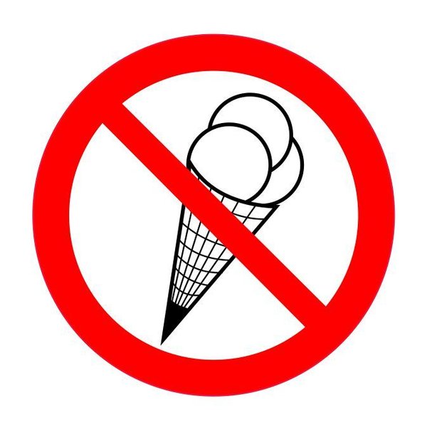 Jäätelönsyönti kielletty tarra pyöreä